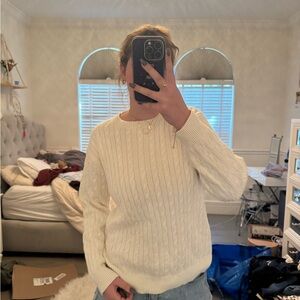 Brandy Melville White Cable Knit Sweater